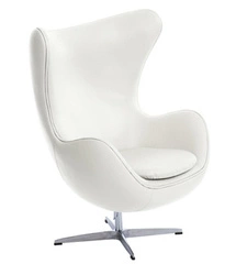 Fotel Jajo Egg D2.DESIGN skórzany biały obrotowy z funkcją kołyski do salonu nowoczesny