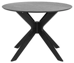 Stół okrągły do jadalni Duncan czarny nowoczesny fornir dębowy na jednej nodze Actona 105 cm