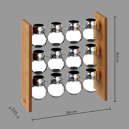 Stojak na przyprawy Bambou z 12 szklanymi słoikami