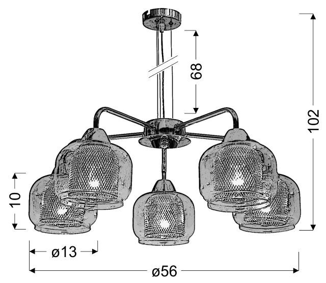 Lampa wisząca Ray 5x40W E14 chrom