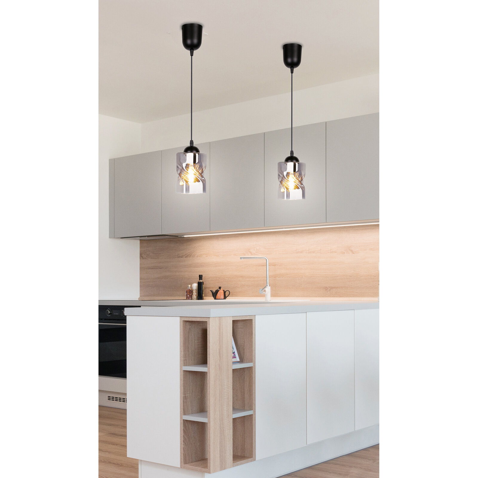 Lampa wisząca Felis czarny 1x60W E27 klosz dymiony