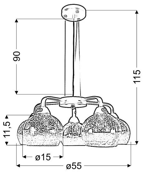 Lampa wisząca Cromina gold 5x60W E27 czarny