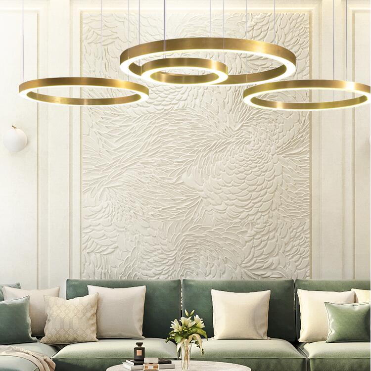 Lampa wisząca CIRCLE 60+80+80 LED mosiądz na 1 podsufitce