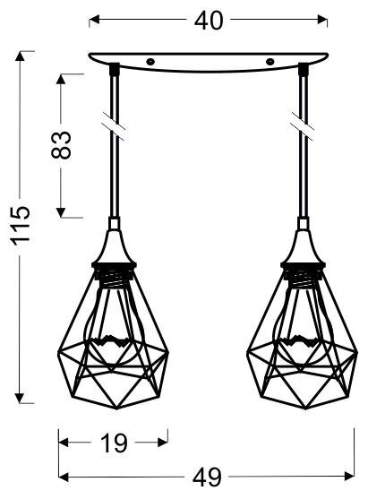 Lampa wisząca Graf 2x60W E27 czarny