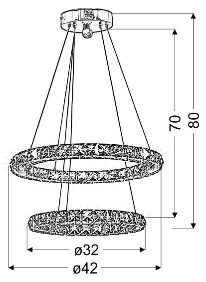 Lampa wisząca Lords 42 okrągły podwójny 24W LED chrom