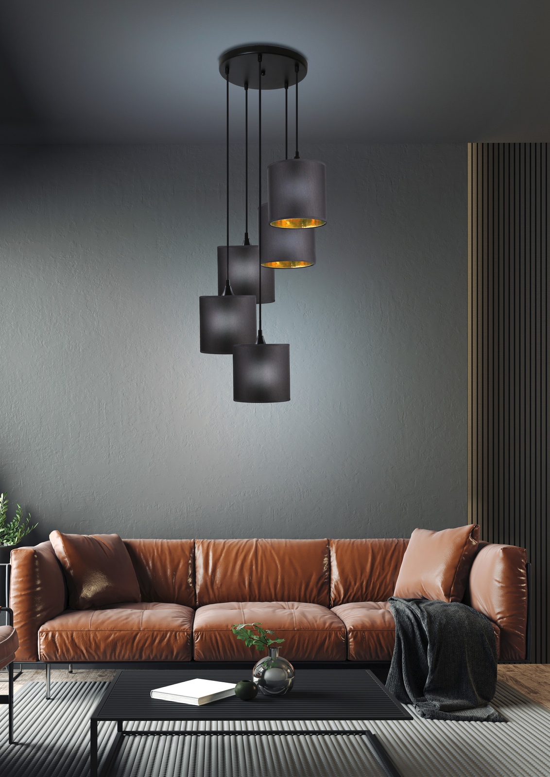 Lampa wisząca Long talerz 5x40W E14 czarny