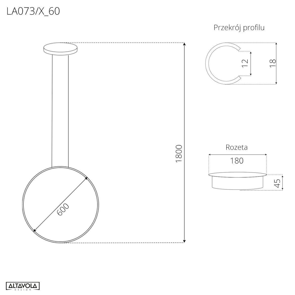 Lampa wisząca Ledowe Okręgi No.1X 60cm 3K ściemnialna czarna