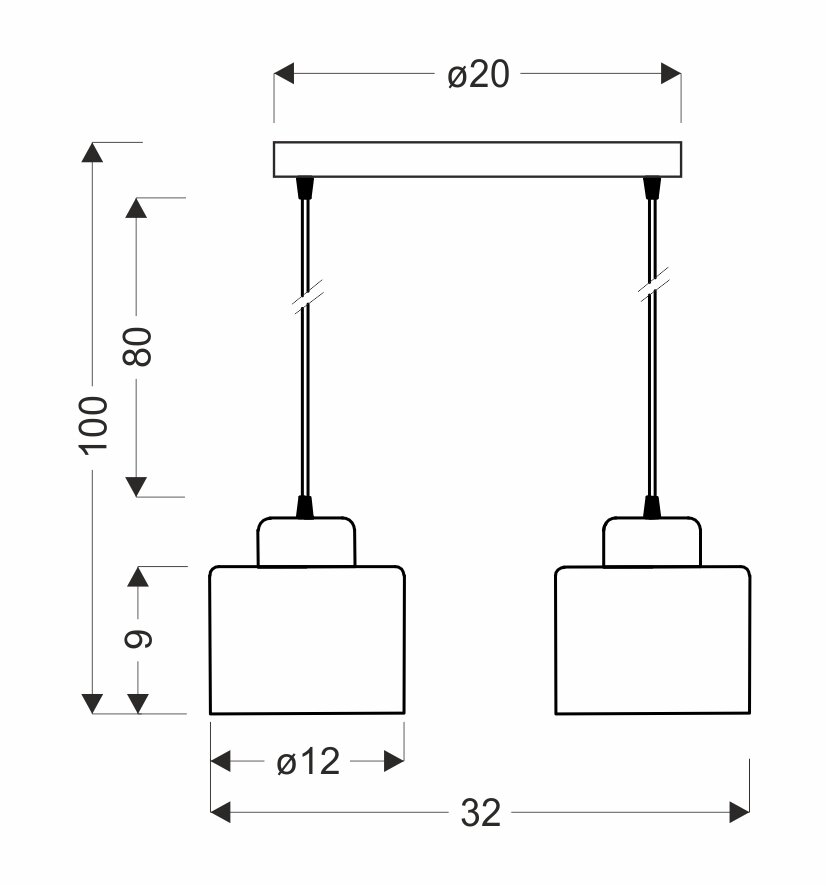 Lampa wisząca Wama czarny 2x40W E27 klosz czarny+srebrny