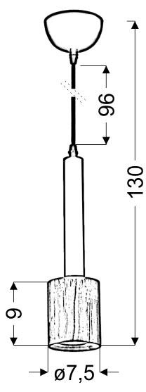 Lampa wisząca Tantal 7,5cm 1x50W GU10 ciemna kawa + drewno