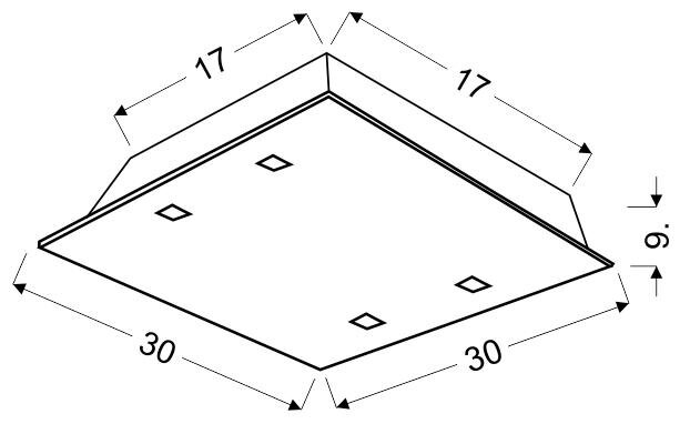 Plafon Fontana 30x30 1x60W E27 kryształki