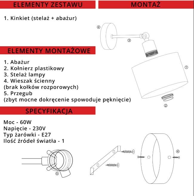 Kinkiet TETE biały, morski