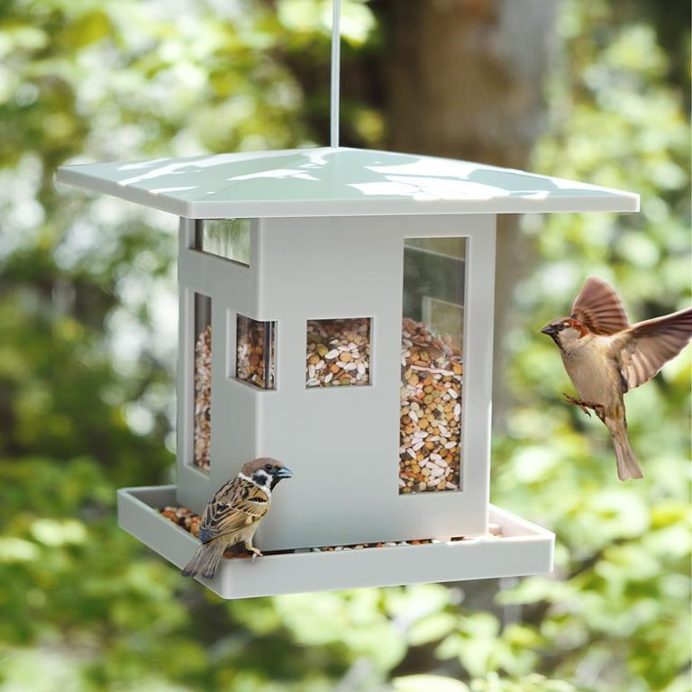 Karmnik Bird Cafe szary