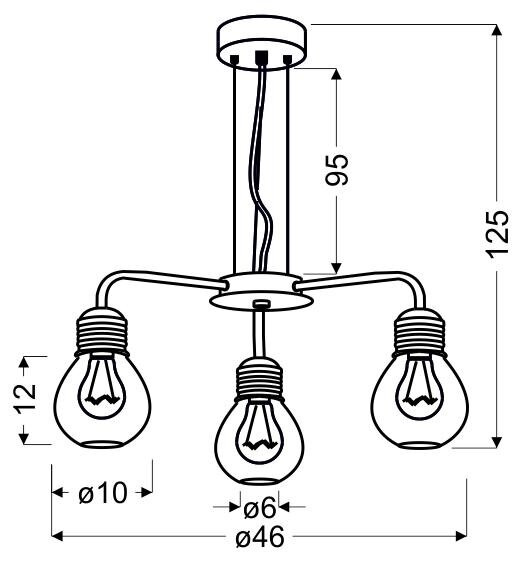 Lampa wisząca Gliva 3x60W E27 chrom (bez żarówek) a60 (mm)