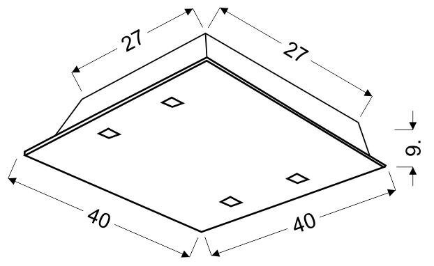 Plafon Arty 40x40 2x60W E27 kryształki