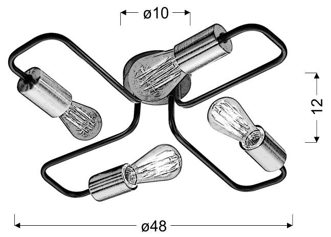 Lampa wisząca Herpe 4x60W E27 czarny