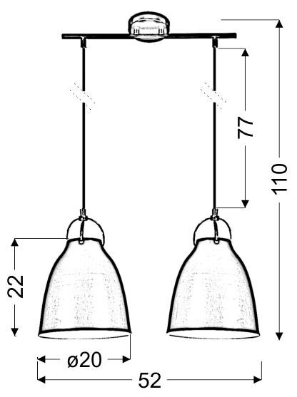 Lampa wisząca Pensilvania 20 2x60W E27 biały