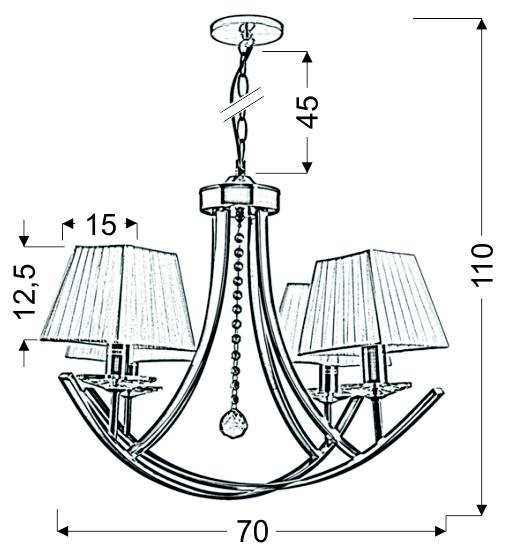 Lampa wisząca Valencia 4x40W E14 patyna 70x110