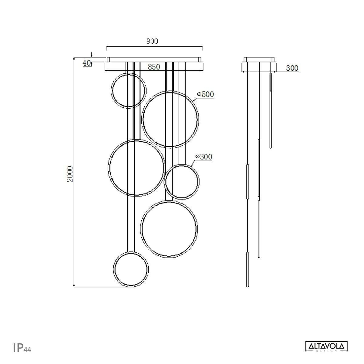 Lampa wisząca Okręgi Ledowe No.8 90cm 3K ściemnialna