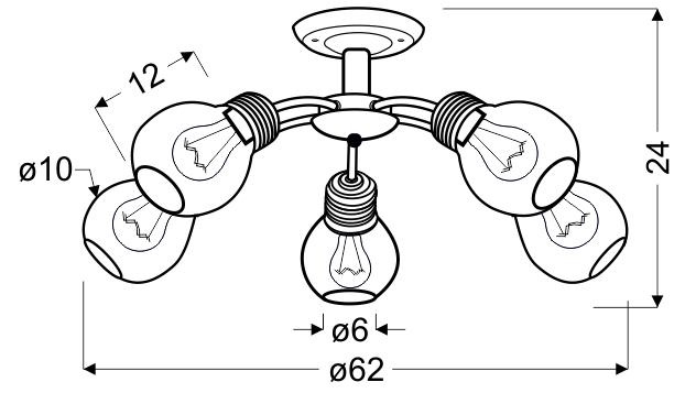 Lampa wisząca Gliva 5x60W E27 patyna (bez żarówek) a60 (mm)