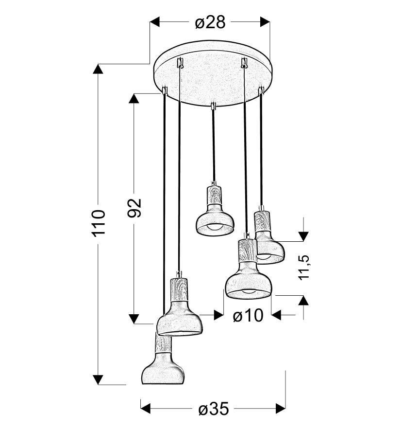 Lampa wisząca Puerto 5x40W E14 na talerzu biały