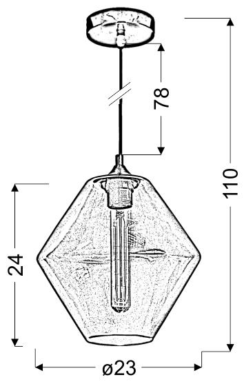 Lampa wisząca Bremen 20 1x60W E27 klosz pomarańczowy + żarówka