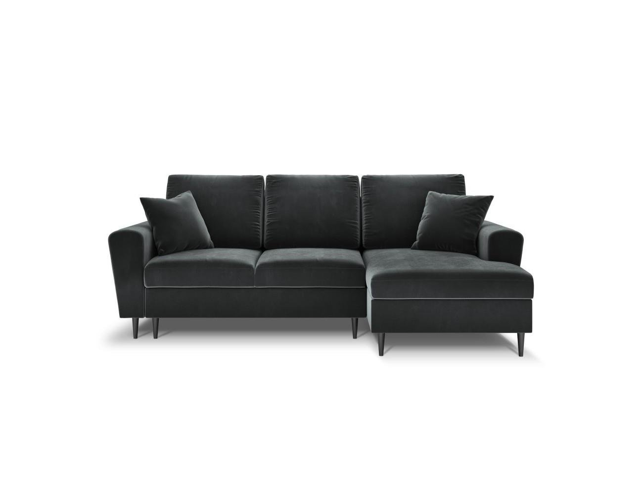 Narożnik z funkcją spania Moghan Dark Grey Velvet Prawostronna kolor nóg czarny