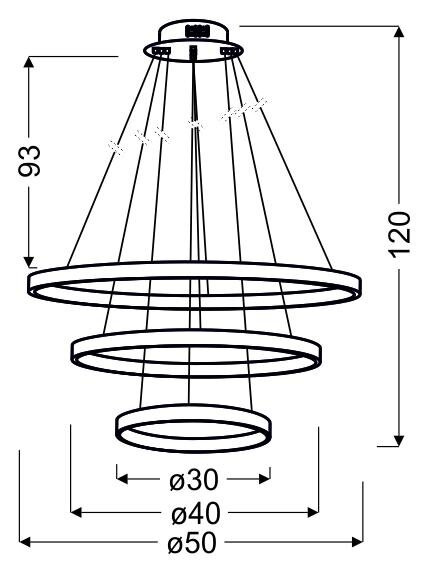 Lampa wisząca Lune 50 okrągły potrójny 60W LED 4000K chrom