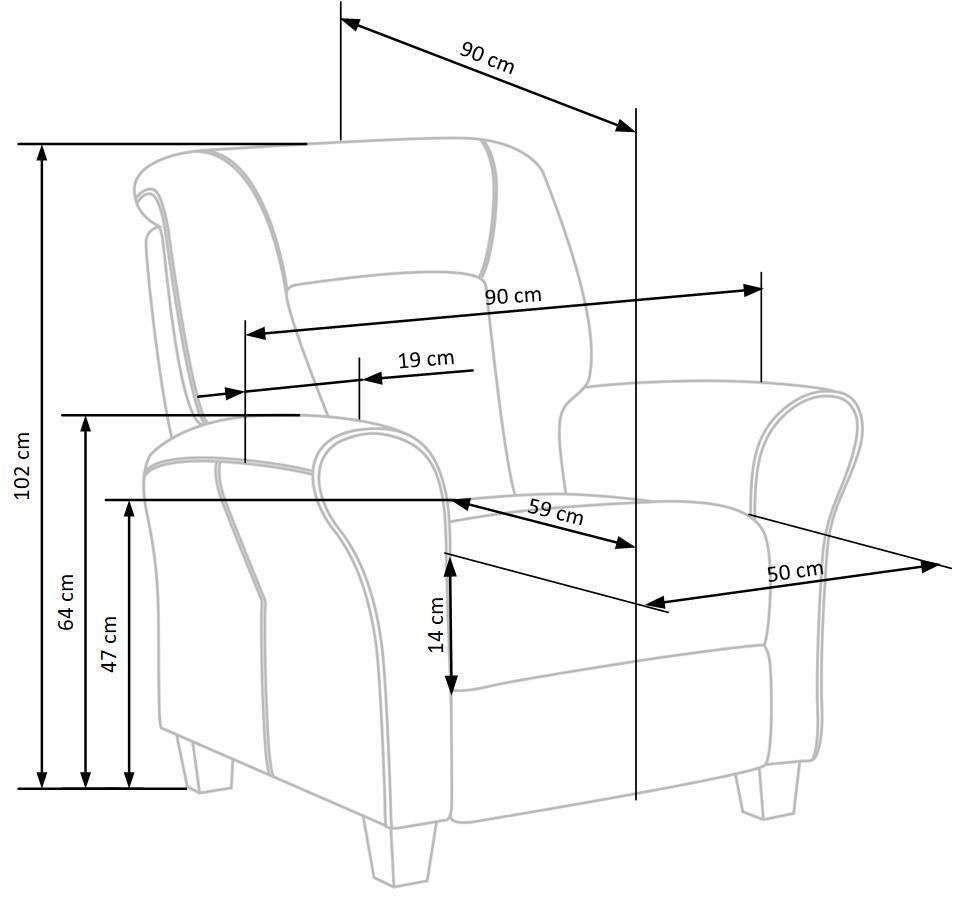 Fotel rozkładany recliner Darb szary