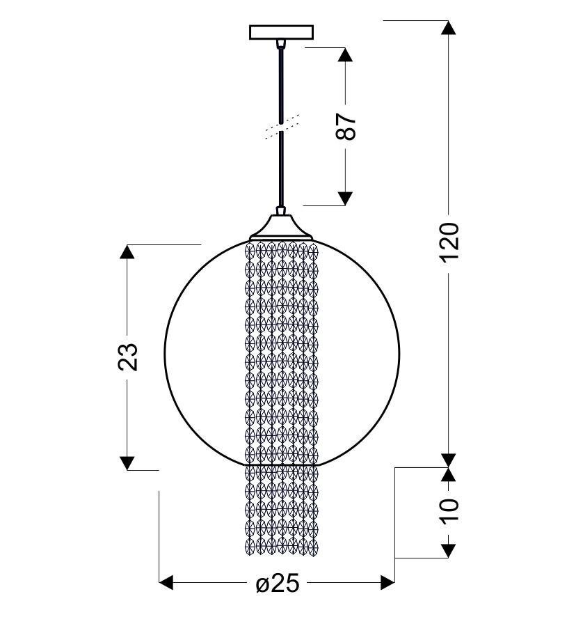 Lampa wisząca Allani 25 1x60W E27 czerwony z kryształkami