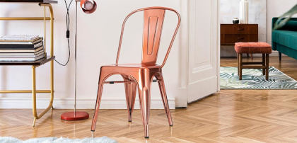 Krzesła metalowe miedziane