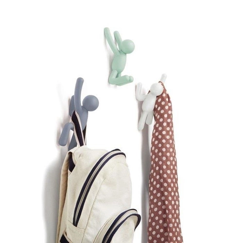 Wieszak ścienny Buddy Umbra zestaw 3 ludzików do przedpokoju nowoczesny biały szary zielony