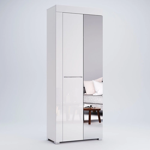 Szafa Amanda biała połysk nowoczesna z półkami do sypialni szerokość 75 cm