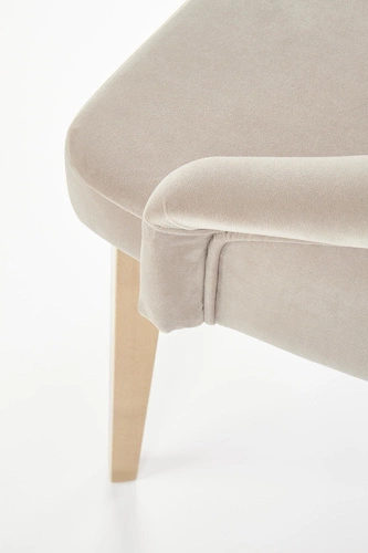 Krzesło tapicerowane welurowe Alain Intesi do jadalni i salonu beżowe z podłokietnikami