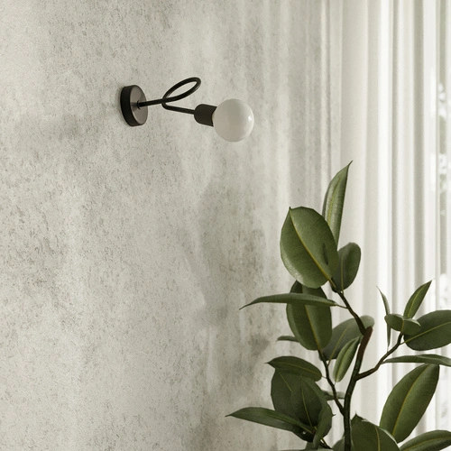 Kinkiet ścienny LOOP czarny loftowy stalowy do salonu i sypialni nowoczesny SOLLUX LIGHTING