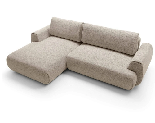 Narożnik z funkcją spania do salonu Ljung lewy nowoczesny beżowy z pojemnikiem Intesi