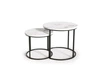 Zestaw 2 okrągłych stolików kawowych Tabarka biały marmur loft nowoczesny do salonu Intesi