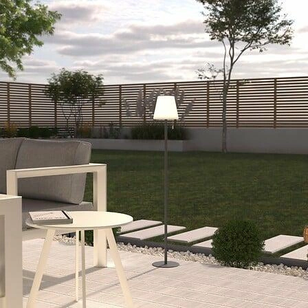 Lampa podłogowa LED Zack szara nowoczesna stojąca do salonu i na taras z regulacją barwy