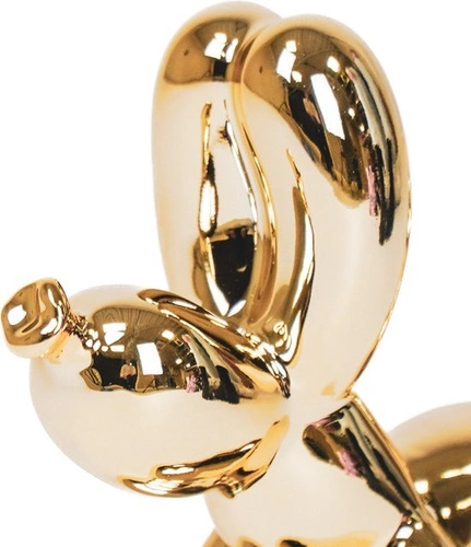 Figurka dekoracyjna Pies balon złoty HV decor nowoczesna na komodę do salonu 18 cm