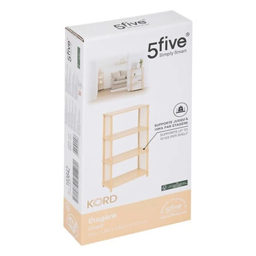 Regał na książki Kord 4-poziomowy skandynawski naturalny do salonu i sypialni 5five