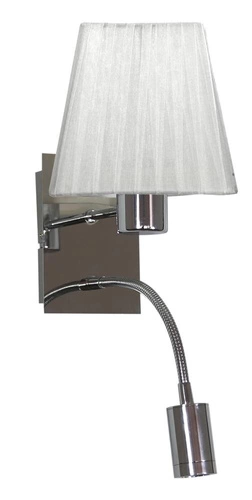 Kinkiet Sylwana 1x40W E14 + LED  z wyłącznikiem chrom / biały kwadrat