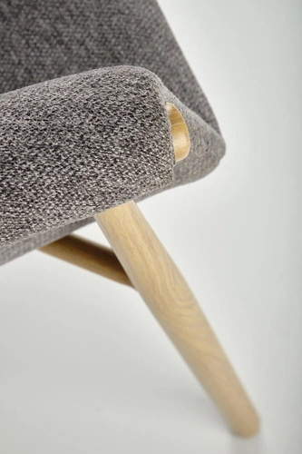 Krzesło tapicerowane Mathilde szare Intesi do jadalni nowoczesne z podłokietnikami skandynawskie