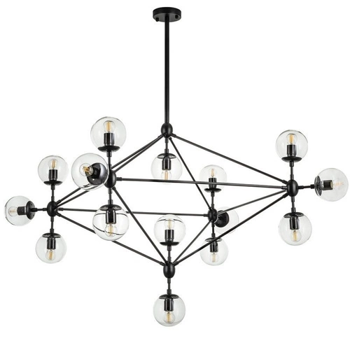 Lampa wisząca ASTRIFERO-15 transparentno  czarna 110 cm