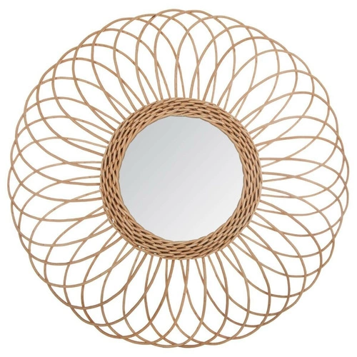 Lustro okrągłe boho Gwenn Atmosphera do salonu w drewnianej ramie rattan 58 cm