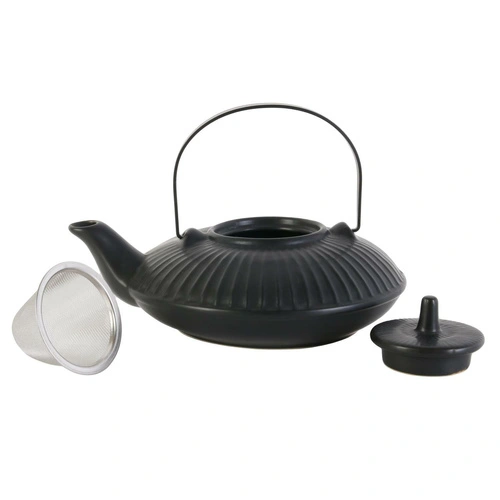 Imbryk ceramiczny Chan Intesi 600 ml czarny z sitkiem do parzenia herbaty