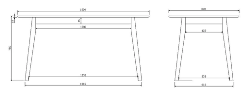 Stół do jadalni Nagano M White skandynawski biały blat drewniany nowoczesny 150x80 cm