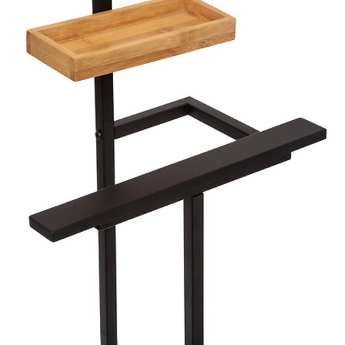 5five simply smart wieszak stojący do przedpokoju bambusowo‑metalowy z półką