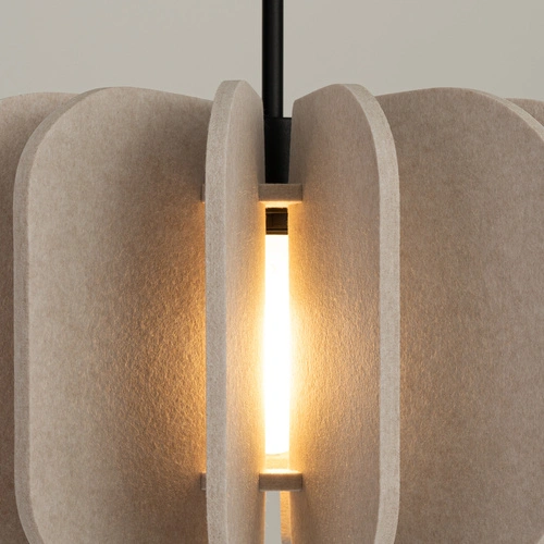 Nowoczesna lampa wisząca MULA 45 beżowa z filcu do salonu i jadalni 45 cm