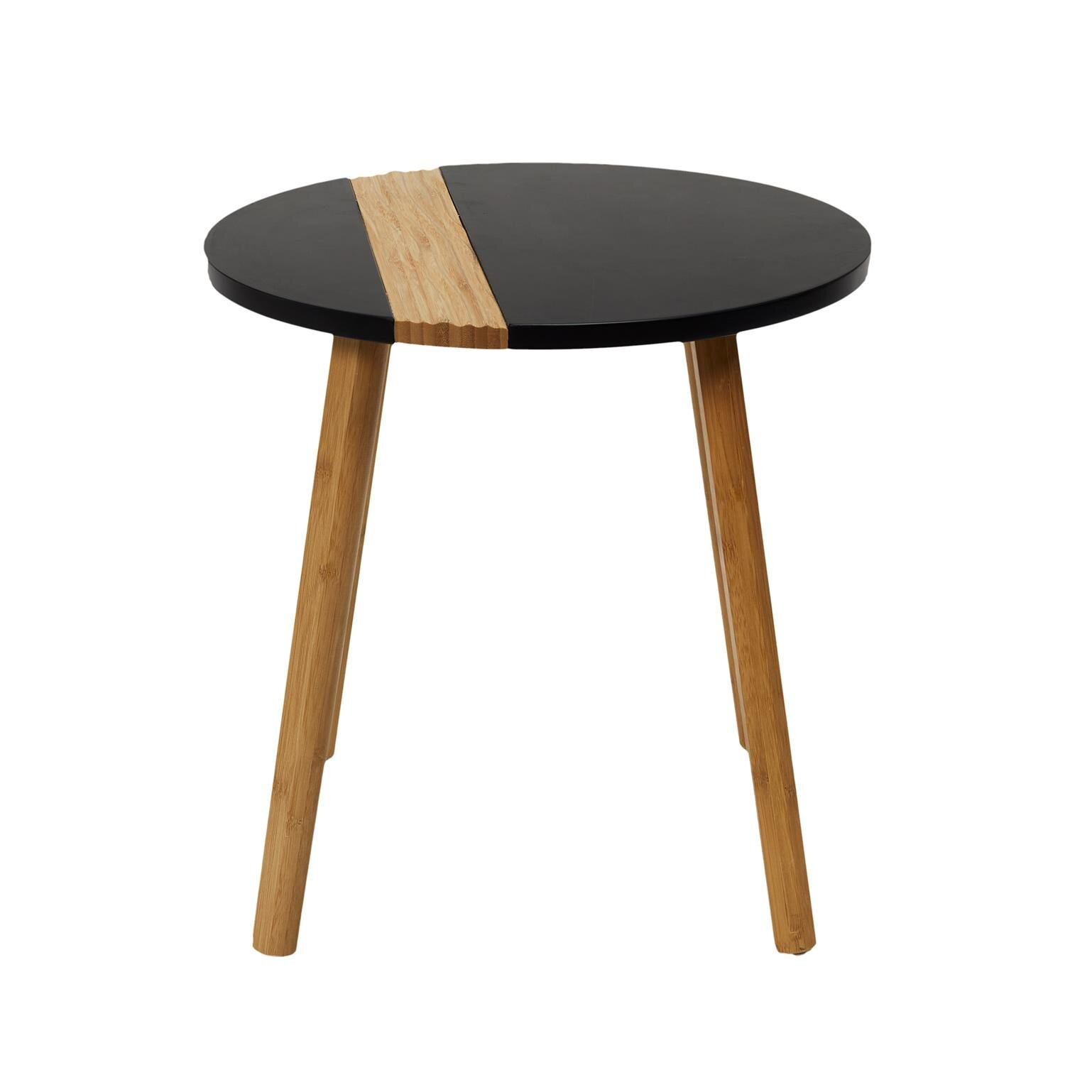 Zestaw 2 okrągłych stolików kawowych Paraiba czarny bambus skandynawski do salonu 2w1