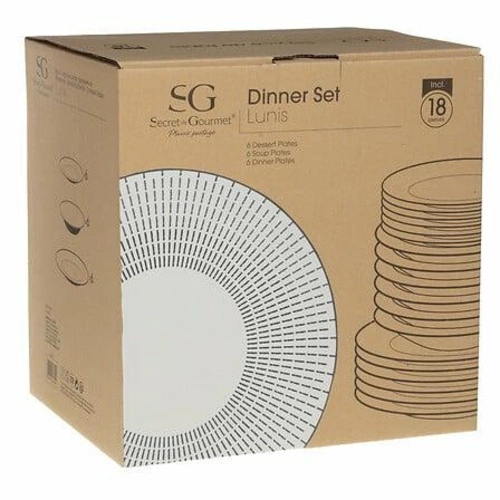 Zastawa obiadowa Lunis 18-elementowa porcelanowa czarna do jadalni do zmywarki 5five