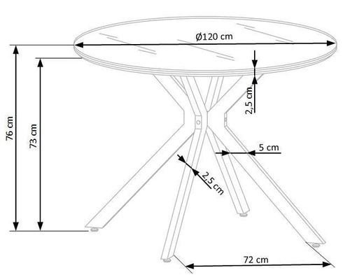 Stół okrągły do jadalni Raleva Intesi czarny nowoczesny szklany blat 120 cm dla 6 osób